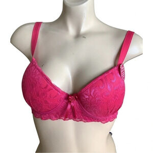 Massam Size Large Hot Pink Lace Underwire Bra. Made in Brazil. New with Tags.